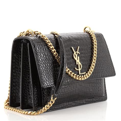 ysl black croc sunset bag|Saint Laurent Sunset Medium YSL Crossbody Bag in Croc .